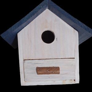 wooden bird house, tin bird house,